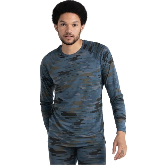 SAXX Blue Camo Crew-Neck Merino wool Baselayer Slim Fit Long Sleeve Top Size: S - Picture 6 of 15